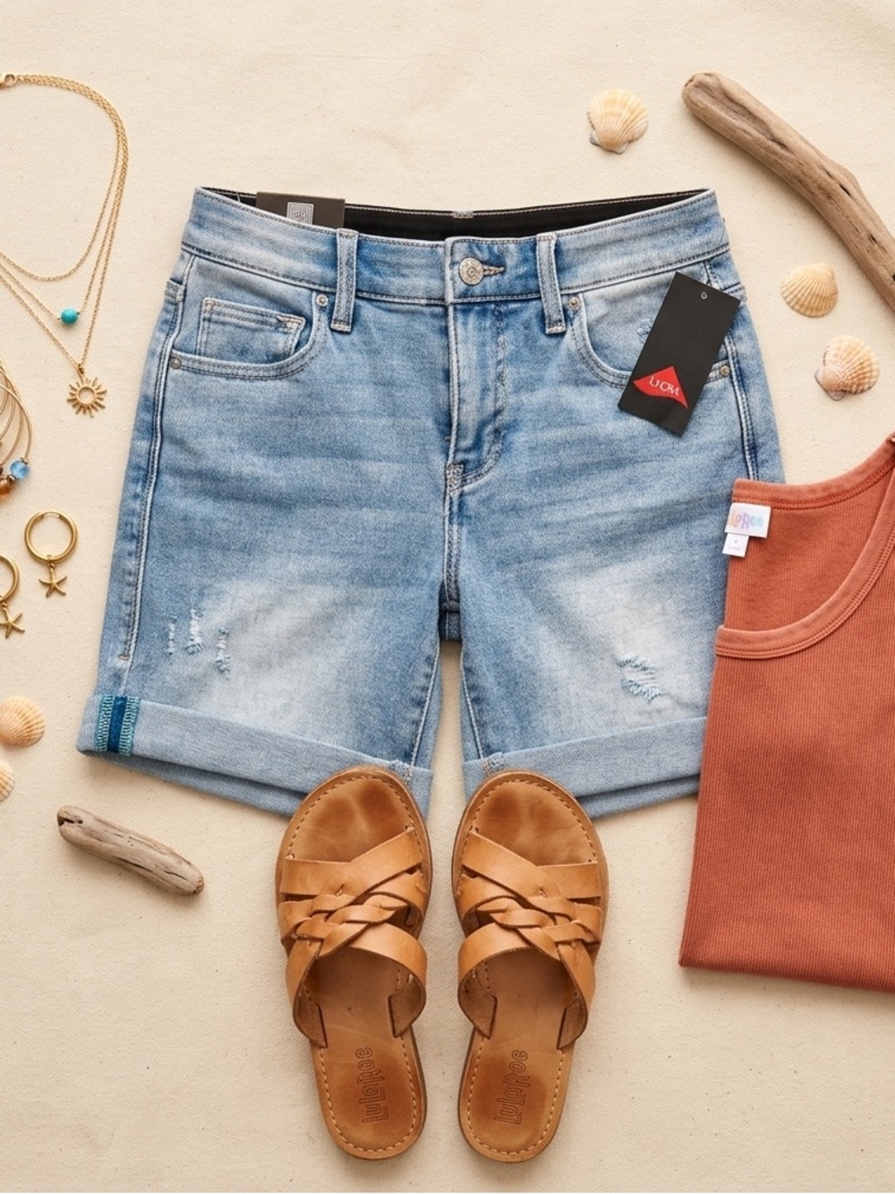 LuLaRoe Boyfriend Shorts – NWT – Size 24 – Light Wash Denim - Stretchy